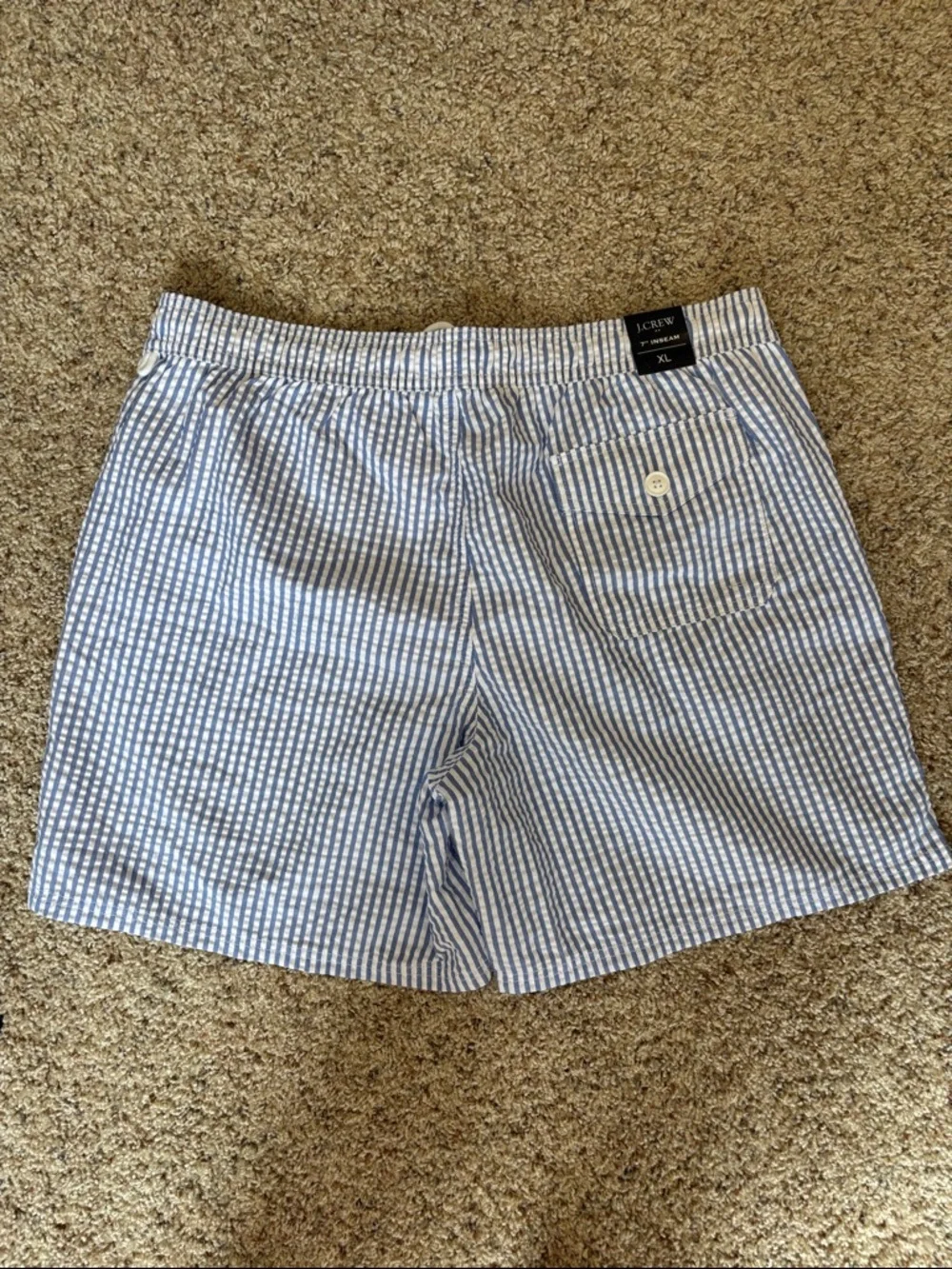 J.Crew Mercantile Men's Light Blue Seersucker Drawstring Shorts Size XL - NWT